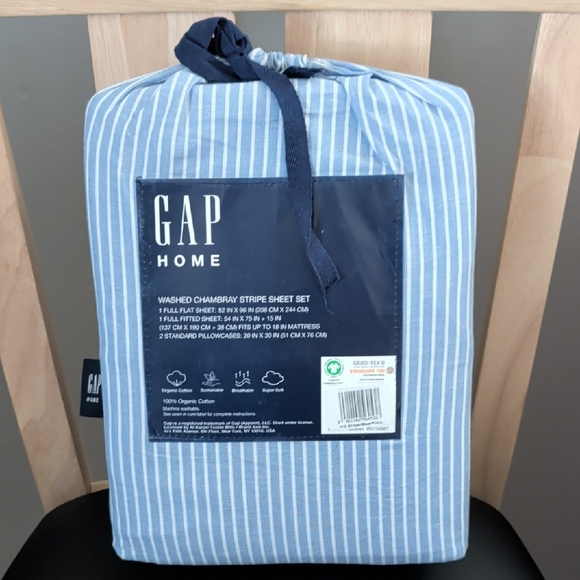 GAP Home Washed Chambray Full Sheet Set, Oeko-Tex NWT - Picture 2 of 2